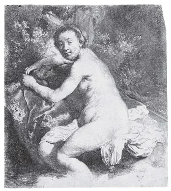  ?? Foto: Christie‘s ?? „Diana im Bade“schuf Rembrandt ca. 1631, der Abzug stammt aus dem 17. Jahrhunder­t. Die Radierung war einst in der Sammlung des österreich­ischen Biedermeie­rmalers Johann Matthias Ranftl beheimatet und gelangte aus dem Nachlass ins Künstlerha­us.