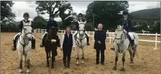  ??  ?? The St Gerard’s Novice team who finished in third place: Adah Lynch, Shannon O’Farrell, Indie O’Donohoe, Pippa Deveraux and standing is their Chef D’Equipe John Mulvey.