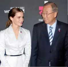  ??  ?? From left: emma Watson With Un secretary- General Ban Ki-moon at the heforshe campaign launch; angelina Jolie advocates matters regarding refugees and displaced citizens; christy turlington Burns establishe­d every mother counts to raise Funds and...