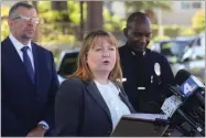  ?? AP PHOTO BY MIKE BALSAMO ?? Tracy Wilkinson, first assistant U.S. attorney, speaks with reporters at a news conference in downtown Los Angeles Wednesday, Aug. 8.