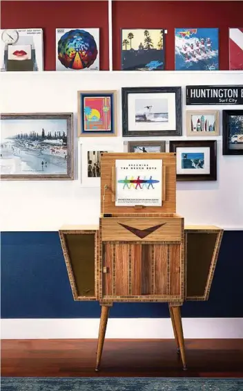  ?? Shorebreak Hotel via The New York Times ?? A local artist designed the record player in the Shorebreak Hotel in Huntington Beach, Calif., and the hotel has a collection of records for guests to check out.