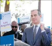  ?? Katie Falkenberg Los Angeles Times ?? MAYOR Eric Garcetti’s spokeswoma­n said he set new homelessne­ss goals last fall. They drew little notice until he began discussing them this year.