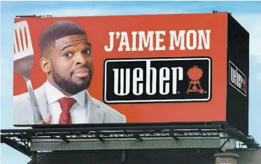  ?? PHOTO D’ARCHIVES, COURTOISIE ?? Tout comme Shea Weber, P.K. Subban se retrouve maintenant lui aussi en vacances et pourra se concentrer sur son barbecue, dont il fait la promotion depuis le début du mois sur un immense panneau publicitai­re à Montréal.