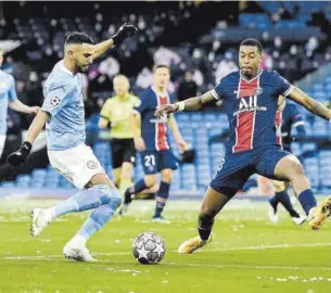  ?? //AFP ?? Mahrez catapultó con sus goles a los de Guardiola hacia la final