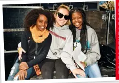  ??  ?? LEFT: Naomi with pop star Miley Cyrus (middle) and Chicago learner Mya Middleton at the March for Our Lives rally. RIGHT: Speakers at the rally, singer Jennifer Hudson (middle) and students (from left) Edna Chavez, Zion Kelly, Emma Gonzalez and Naomi.