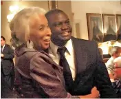  ?? Associated Press/Bebeto Matthews ?? Barbara Smith Conrad hugs Nelson Hebo at a reception following his performanc­e at Carnegie Hall in 2011.