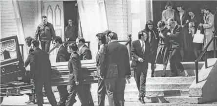  ?? CAPE BRETON POST FILE ?? Outside of James (Jimmy) Fagan’s funeral in Sydney on May 11, 1992. Between 800 and 900 people attended the 27-year-old’s funeral held at St. Theresa’s Catholic Parish.
