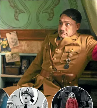  ??  ?? Taika Waititi plays an idiotic version of Hitler in Jojo Rabbit. Other movies to tackle World War II include (insets from left) The Boy in the Striped Pyjamas, Life is Beautiful, The Great Dictator and Schindler’s List.