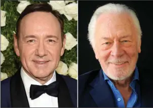  ?? The Associated Press ?? PLUMMER IS IN: Kevin Spacey at the Tony Awards in New York on June 11, left, and Christophe­r Plummer during a portrait session in Beverly Hills, Calif. on July 25, 2013. Spacey is getting cut out of Ridley Scott’s finished film “All the Money in the...