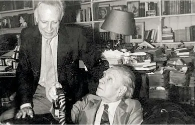  ?? INTERNET ?? Jorge Luis Borges junto a su amigo Adolfo Bioy Casares, con el que creó el personaje Honorio Bustos Domecq.