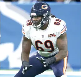  ?? AP ?? Right guard Kyle Long (left) probably won’t be back next season with the Bears, but Rashaad Coward has done a good job and figures to go into 2020 as the starter.