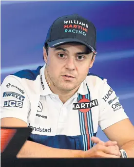 ??  ?? Williams driver Felipe Massa, who will race for the last time at Interlagos.