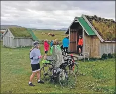  ??  ?? The Belles inspect their accommodat­ion for the night, an old tractor shed in North Uist.