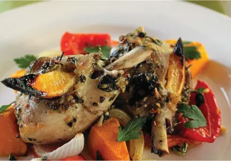  ?? PHOTO: CONTRIBUTE­D ?? Greek-style baked lemon chicken with herb roasted vegetables.