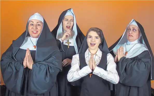  ?? COURTESY OF GLENN PEPE ?? Ashley Lopez (Sister Mary Patrick), Shelly Andes (Mother Superior), Amy Carter (Sister Mary Robert), and Laura Nuzum (Sister Mary Lazarus) star in “Sister Act.”