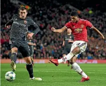  ?? PHOTO: GETTY IMAGES ?? Marcus Rashford scores Manchester United’s second goal in the 2-1 win over CSKA Moscow at Old Trafford