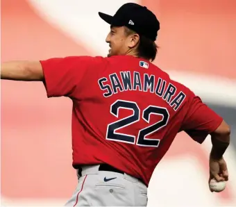  ?? BILLIE WEISS / BOSTON RED SOX / GETTY IMAGES ?? WELCOME TO THE RED SOX: Pitcher Hirokazu Sawamura throws during spring training on Wednesday at JetBlue Park in Fort Myers, Fla.