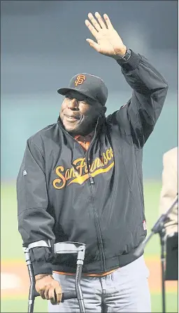  ?? STAFF FILE PHOTO ?? Former San Francisco Giant Willie McCovey was on hand to present the Willie Mac Award to Giants pitcher Matt Cain before a game against the Chicago Cubs at AT&amp;T Park on Sept. 25, 2009, in San Francisco. McCovey died Wednesday at age 80.