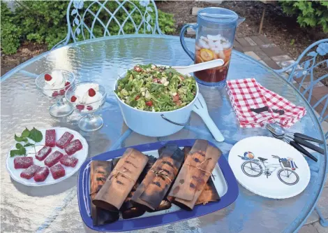  ?? PAIGE DADMUN ?? Broccoli salad, ice cream with raspberry pâte, and limeade iced tea round out this backyard menu.