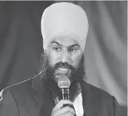  ?? NATHAN DENETTE / THE CANADIAN PRESS ?? Federal NDP leadership candidates, clockwise from top left, Charlie Angus, Guy Caron, Jagmeet Singh and Niki Ashton were asked to weigh in on Quebec’s ongoing discussion over religion and identity during a French-language debate in Montreal Sunday. The...