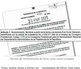  ?? ?? Decreto del nombramien­to de Ferrer como nueva consejera.