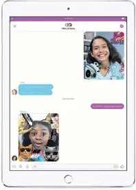  ?? COURTESY OF FACEBOOK VIA AP ?? This photo provided by Facebook demonstrat­es Facebook’s new Messenger app for kids on an iPad. Facebook is launching the messaging app for children to chat with their parents and with friends approved by their parents.