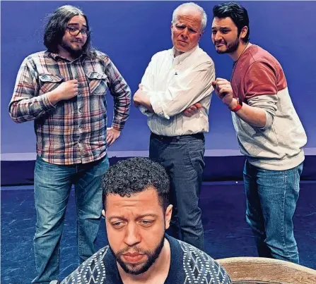  ?? ?? Jeff White (front, seated) with, from left, Daniel Rodriguez Hijo, Jaimie Schwartz and Niko Carter in Original Production­s Theatre’s “Abundant Life.”