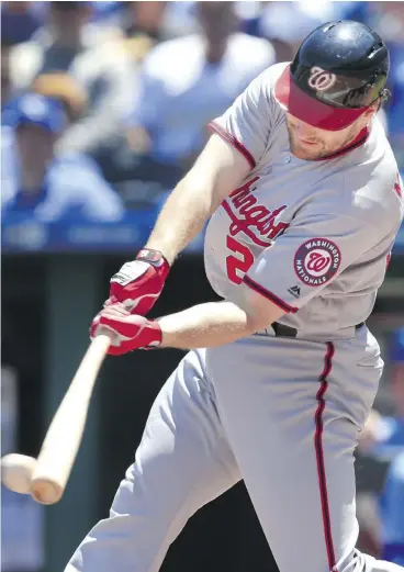  ?? ORLIN WAGNER / THE ASSOCIATED PRESS FILES ?? Washington Nationals second baseman Daniel Murphy had a brief flirtation with .400 earlier this season, but his average had fallen to .356 by mid-June.