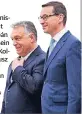  ?? FOTO: PRESS ACTION ?? Ungarns Ministerpr­äsident Viktor Orbán (l.) und sein polnischer Kollege Mateusz Morawiecki gestern in Warschau.