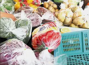  ??  ?? Fully wrapped: Vegetables can be sold loose, therefore, reducing the amount of plastic used.