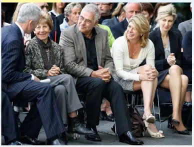  ??  ?? Then Air New Zealand chief executive Rob Fyfe chats with Maria, Tonci Farac (whose partner, Sue, also died aboard the flight), Kathryn and Philippa at the public apology and unveiling of a memorial to the Erebus victims in 2009.