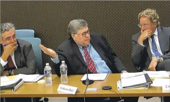  ?? House Select Committee ?? DURING PART of his deposition shown Monday, former Atty. Gen. William Barr said of Trump: “If he really believes this stuff ... he’s become detached from reality.”