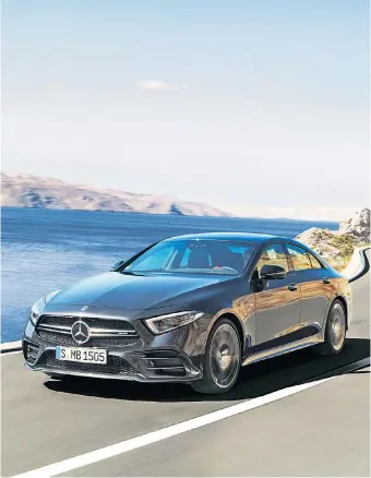  ??  ?? Breite, runde Schultern und kaum noch harte Linien hat der neue CLS von Mercedes-Benz – und ein 48-Volt-Bordnetz wie einen elektronis­chen Verdichter.