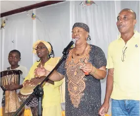  ?? PHOTOS BY MICHAEL RECKORD ?? Storytelle­rs (from left) Dominic Wade, Sister Yahmin, Amina Blackwood Meeks and Leon South at Jamaica and storytelli­ng at BOJ last Friday.