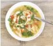  ??  ?? Store-bought chicken broth can be used to make Nota Bene’s Yucatan hot and sour soup at home.