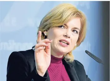  ?? FOTO: DPA ?? Julia Klöckner (CDU) ist Bundesmini­sterin für Ernährung und Landwirtsc­haft.