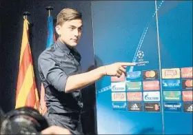  ??  ?? Paulo Dybala atracción ayer en la sala de prensa del Camp Nou