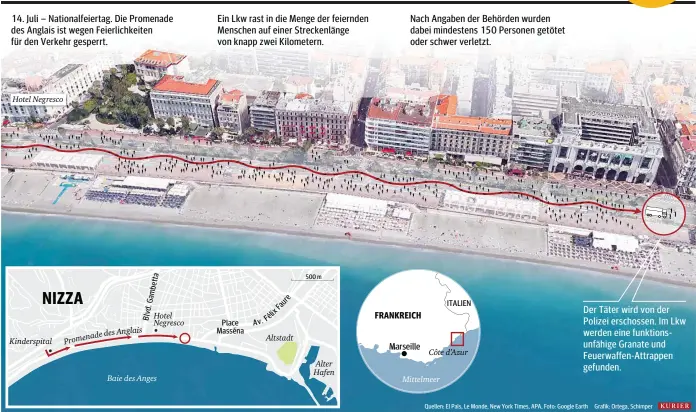  ??  ?? Quellen: El País, Le Monde, New York Times, APA, Foto: Google Earth Grafik: Ortega, Schimper