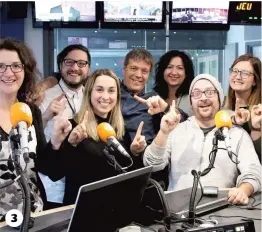  ?? PHOTOS JEAN-FRANÇOIS DESGAGNÉS ET COURTOISIE TWITTER ?? 1. Les artisans de Radio X, bons premiers dans le marché total, ont célébré cette victoire au Cercle. 2. Le FM93 a dominé dans le marché central avec 178 100 auditeurs. 3. L’équipe de Première heure avec Claude Bernatchez. 3