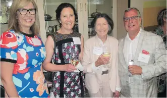  ??  ?? All smiles, from left, are Suncor’s Arlene Strom, Sarah and Barbara Palmer and avid arts supporter D’Arcy Levesque, Hill and Knowlton Western Canada chairman.