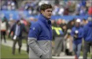  ?? SETH WENIG - THE ASSOCIATED PRESS ?? File-This Dec. 15, 2019, file photo shows New York Giants quarterbac­k Daniel Jones walks on the field before an NFL football game against the Miami Dolphins, in East Rutherford, N.J.