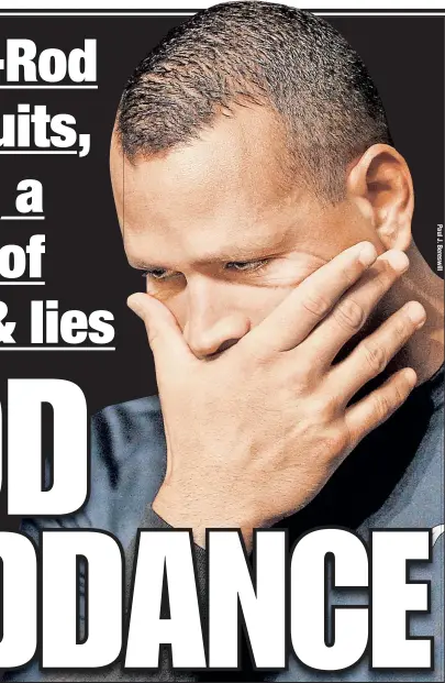  ??  ?? An emotional Alex Rodriguez announces yesterday he’s hanging up his cleats after Friday’s Yankee game, ending an illustriou­s but scandalous career.