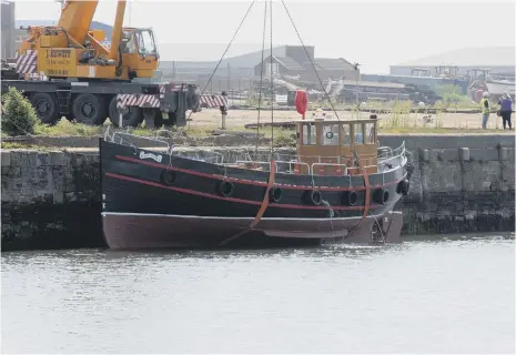  ??  ?? Dunkirk Little Ship, The Willdora being moved into the River Wear in 2018.