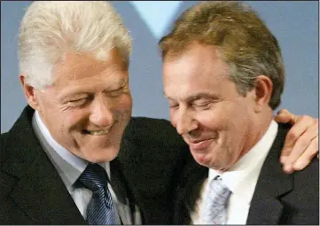  ??  ?? Buddies: But Bill Clinton, pictured with Tony Blair, did not back his friend for the EU presidency