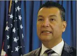  ?? ERIC RISBERG — THE ASSOCIATED PRESS FILE ?? Alex Padilla speaks in San Francisco. Gov. Gavin Newsom appointed Padilla as the state’s next U.S. senator to fill the seat being vacated by Kamala Harris.