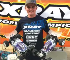  ??  ?? Ty Tessmann TQ'D Open 2WD and won the Open 4WD class with his XRAY machines.