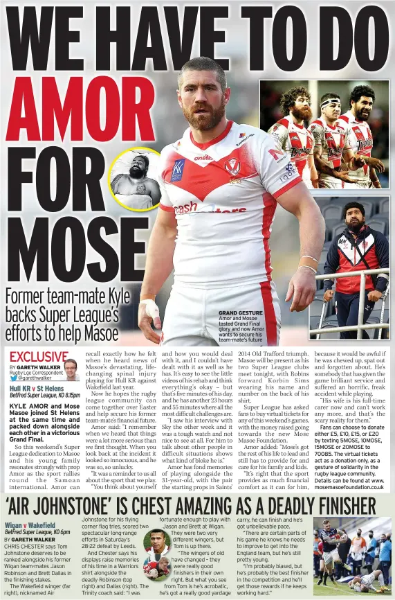  ??  ?? GRAND GESTURE Amor and Mosoe tasted Grand Final glory and now Amor wants to secure his team-mate’s future