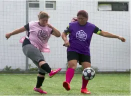  ?? AFP ?? Women vie the ball during a match as part of the “Futbol de Peso” programme which helps people lose weight through football in Monterrey, Mexico. —