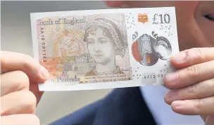  ??  ?? The new ten pound note features a portrait of Jane Austen