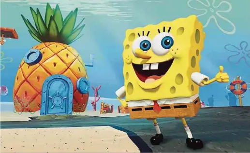  ??  ?? Bunt und durchgekna­llt – das ist die Welt der heldenhaft­en Zeichentri­ckfigur. Das Spiel „SpongeBob SquarePant­s: Battle for Bikini Bottom – Rehydrated“ist erhältlich für Xbox One, PS4, Switch und PC.